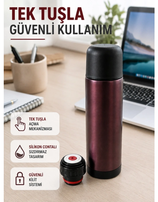 Çift Katmanlı Vakumlu Termos Ofis Araç Kamp İçin Paslanmaz Çelik Termos