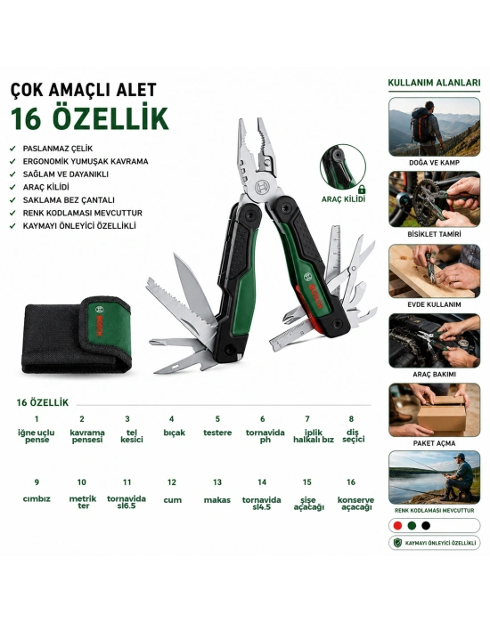 Çok Amaçlı Pense Seti 16 Parça Çantalı