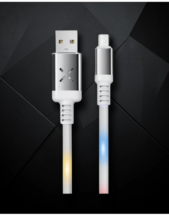 Dc09 Ses Duyarlı Işıklı Micro Usb Kablo 1m 2a - Beyaz