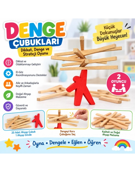 Denge Çubukları Akıl Zeka Denge Aile Oyunu