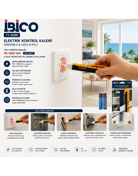 Dijital Sensörlü LED Elektrik Kontrol Kalemi
