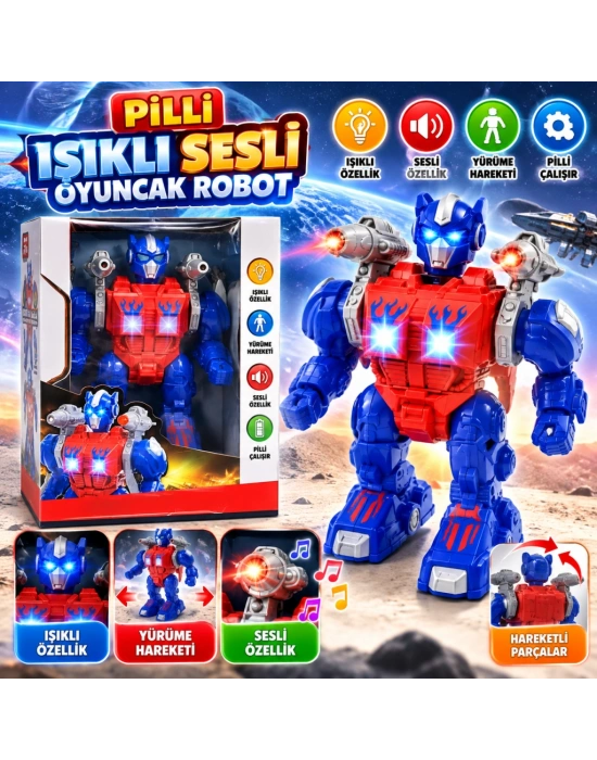 DMN6018 Kutuda Pilli Sesli Işıklı Oyuncak Robot