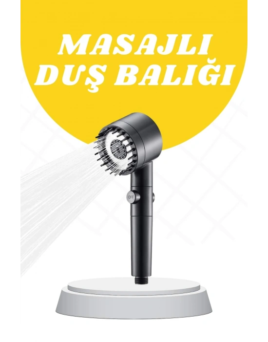 Duş Başlığı Yüksek Basınçlı Masaj Taraklı 3 Kademeli