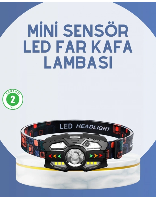El Sensörlü LED Far Suya Dayanıklı Şarjlı Kafa Lambası