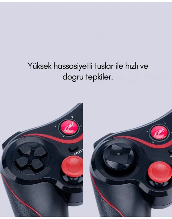 Ergonomik Tasarımlı Kablosuz Bluetooth Gamepad Titreşimli