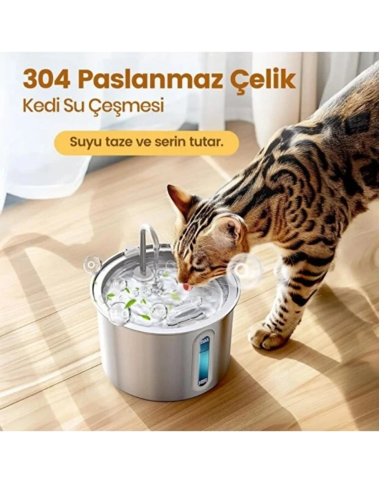 Evcil Hayvan Su Pınarı - Paslanmaz Çelik - 2.2 Litre Kapasite