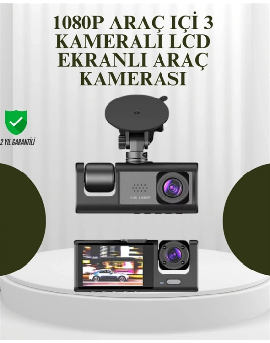 G-Sensörlü 3lü Kayıtlı Araç Kamerası