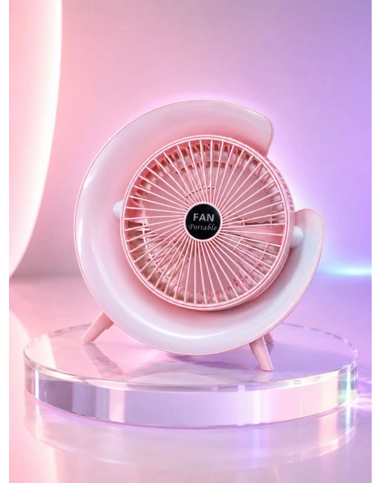 Gece Lambası Özellikli Şarjlı Mini Masaüstü Fan