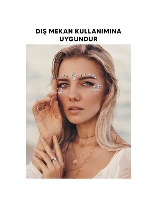 Gümüş Taşlı Makyaj Yüz Süsü