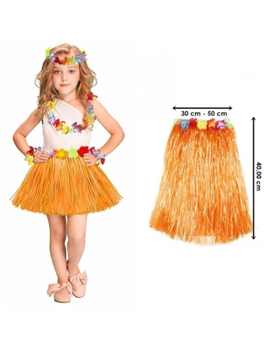 Hawaii Hula Eteği Turuncu Renk 40 cm