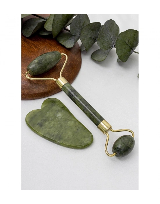 Jade Roller Gua Sha Taşı Seti