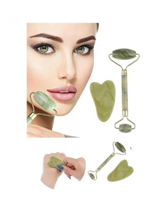 Jade Roller Gua Sha Taşı Seti
