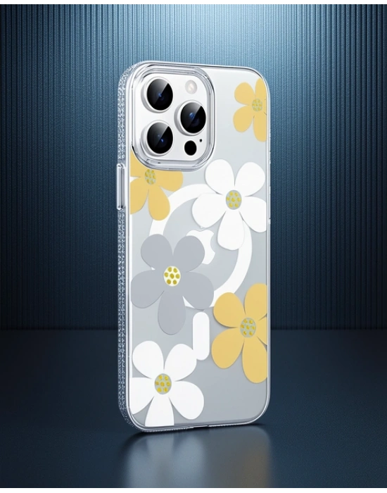 Joko Apple İphone 15 Pro Floral Magsafe Kapak - Sarı