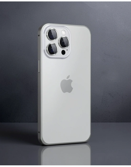 Joko Apple İphone 15 Pro Max Metal Bumper Mat Kapak - Gri