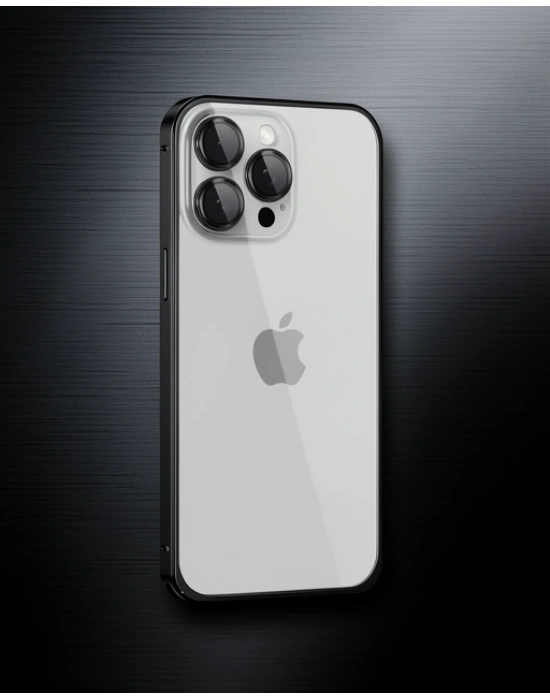 Joko Apple İphone 15 Pro Max Metal Bumper Mat Kapak - Siyah