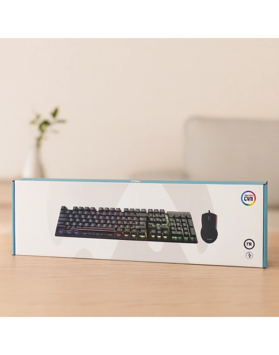 Kablolu RGB Oyuncu Klavye ve Mouse Seti - Siyah