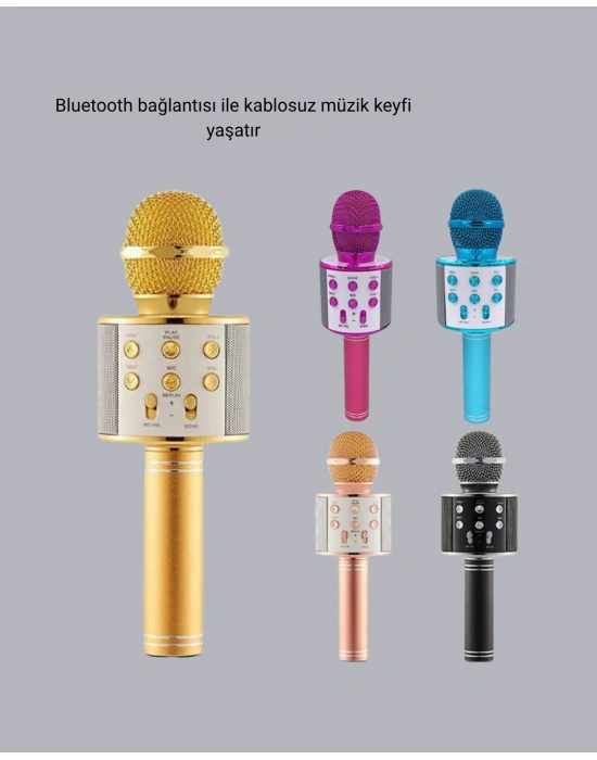 Kablosuz Bluetooth Karaoke Mikrofon Yankı Efektli