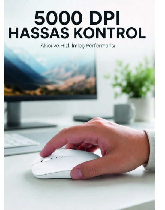 Kablosuz Bluetooth Oyuncu Mouse Sessiz Tıklama Ergonomik Wireless Fare