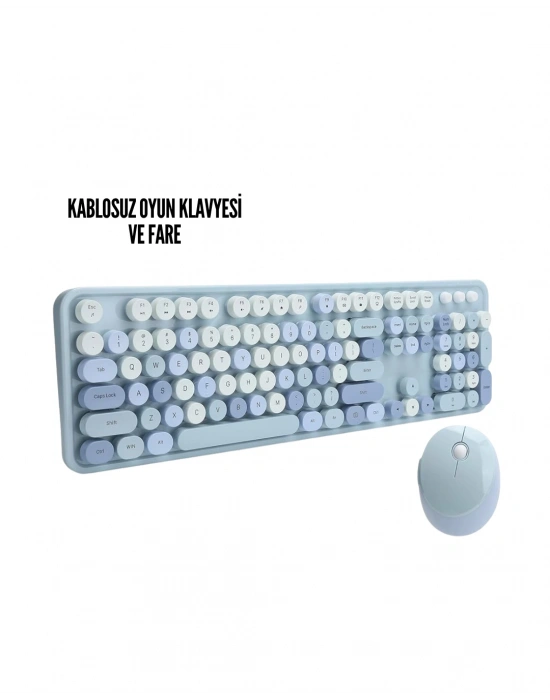 Kablosuz Klavye Mouse Seti mavi