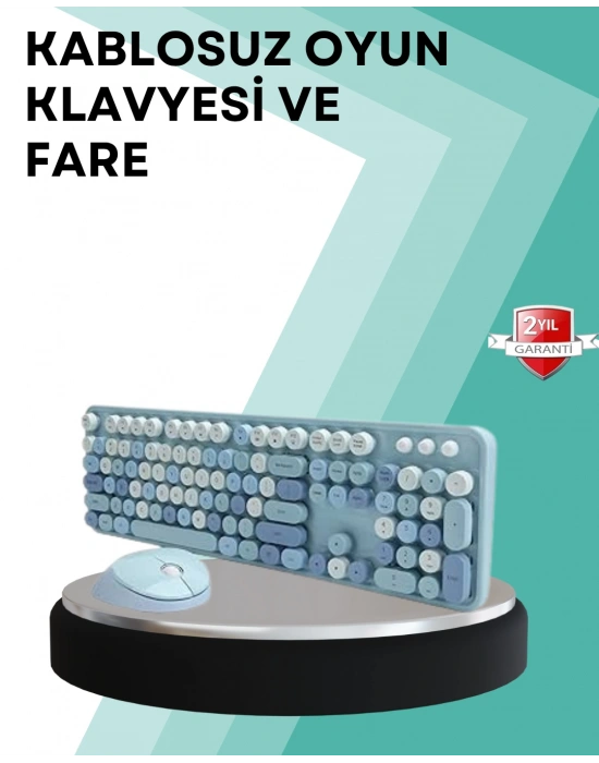 Kablosuz Klavye ve Mouse Seti – Sessiz Tuş, Retro Tasarım