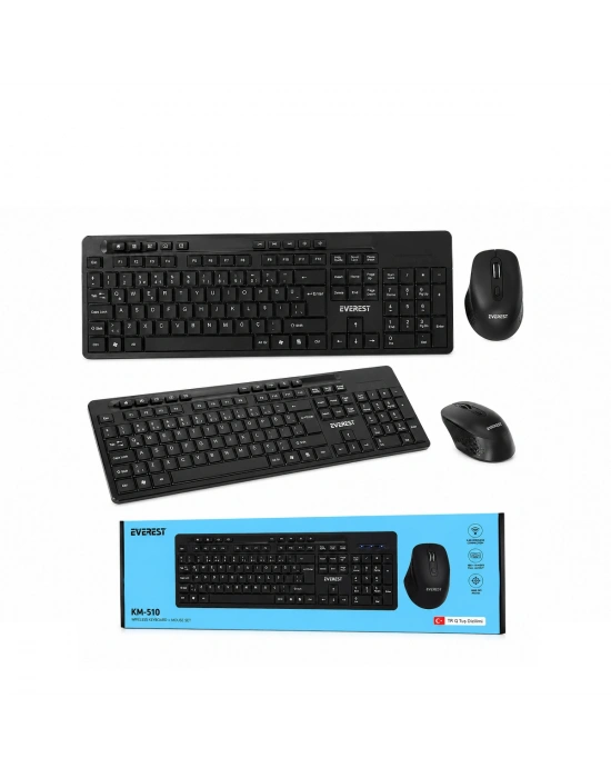 Kablosuz Multimedya Klavye ve Mouse Seti (Q Klavye) - Siyah