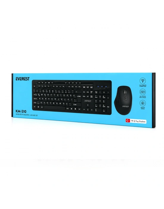 Kablosuz Multimedya Klavye ve Mouse Seti (Q Klavye) - Siyah