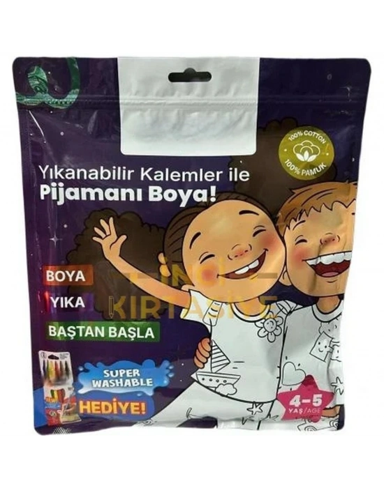 Kalem Hediyeli Boyanabilir Pijama 4-5 Yaş