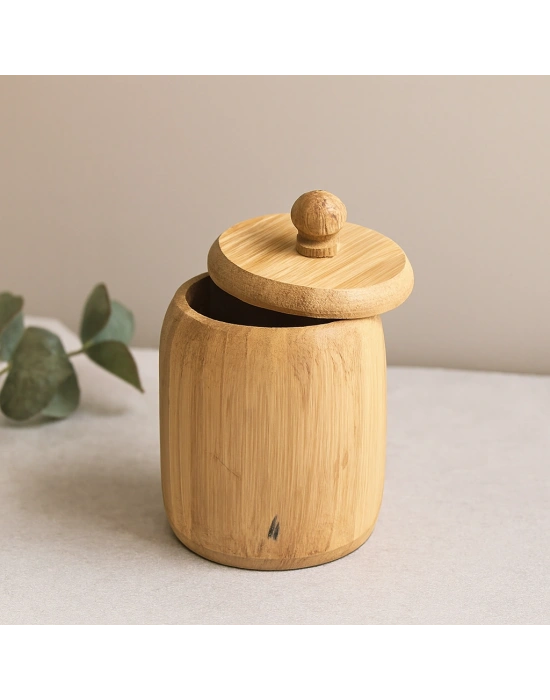 Kapaklı Ahşap Bambu Şekerlik 7.5 x 8.5 cm
