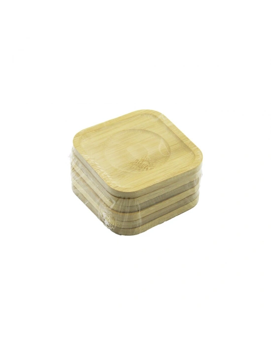 Kare= 9.7 X 9.7CM 6PCS Bambu - Ahşap Çay Tabak