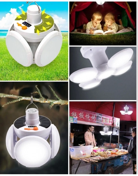 Katlanabilir 5 Kanatlı Solar LED Bahçe ve Kamp Lambası