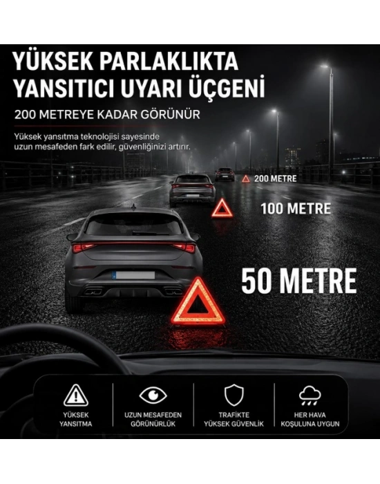 Katlanabilir Üçgen Acil Durum Reflektörü