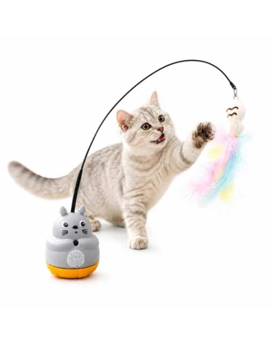 Kedi Şekilli Dönen Peluş Balıklı Olta Oyuncağı