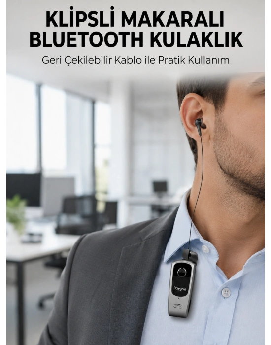 Klipsli Tasarımlı Bluetooth Kulaklık Uzun Pil Ömrü