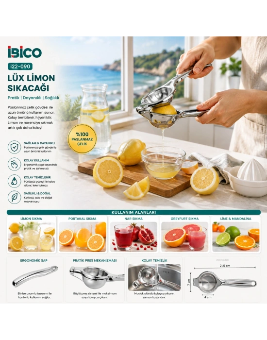 Kollu Çelik Limon Sıkacağı - 7 cm
