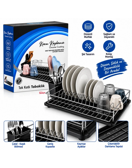 Krom Tek Katlı Tabaklık - Bulaşıklık