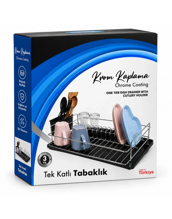 Krom Tek Katlı Tabaklık - Bulaşıklık