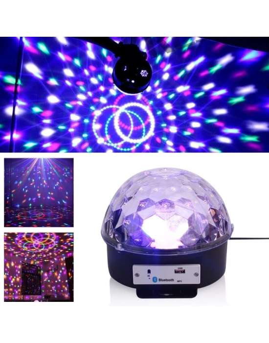 Küre Disko Topu Müzik Çalar Renkli Lazer Işıklı Bluetooth
