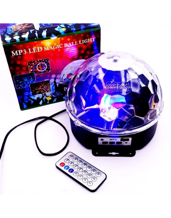 Küre Disko Topu Müzik Çalar Renkli Lazer Işıklı Bluetooth