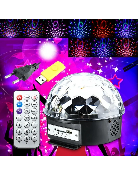 Küre Disko Topu Müzik Çalar Renkli Lazer Işıklı Bluetooth