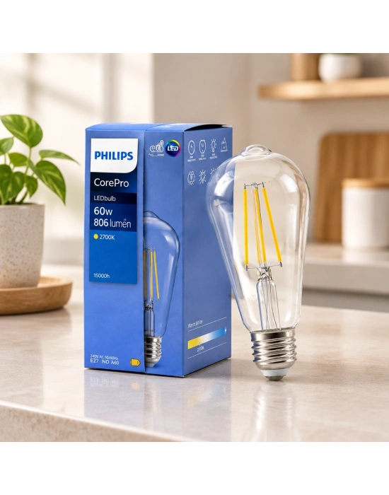 LED filament ampul ST64 E27 2700K 7W cam gövde