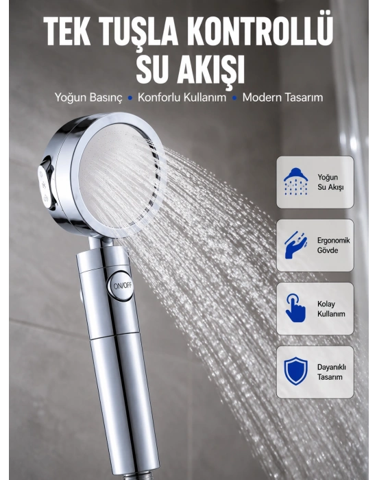 Masaj ve Yağmur Modlu Su Tasarruflu Duş Başlığı