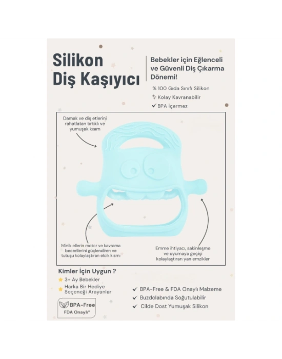 Mavi Bebek Silikon Diş Kaşıyıcı