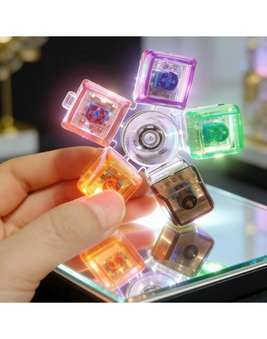 Mekanik Switch Klavye Stres Çarkı - Renkli Tuşlu Fidget Oyuncak