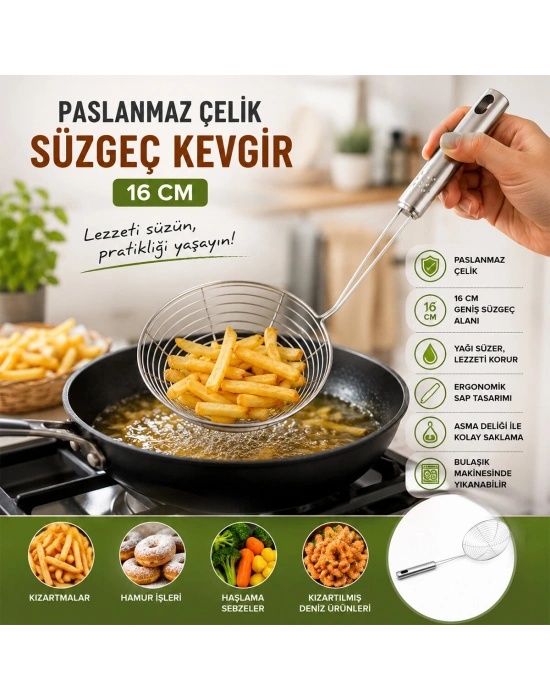 Metal Kevgir - Paslanmaz Çelik - 16 cm