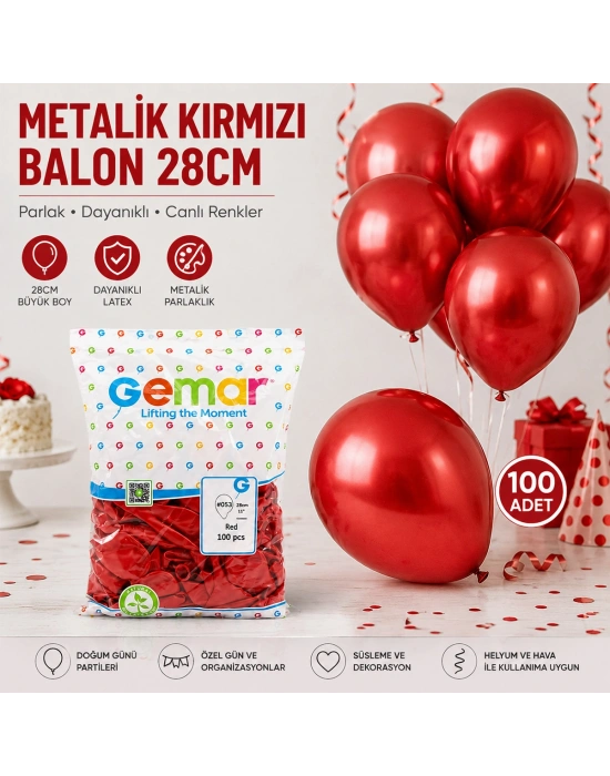 Metalik Kırmızı Balon 100lü