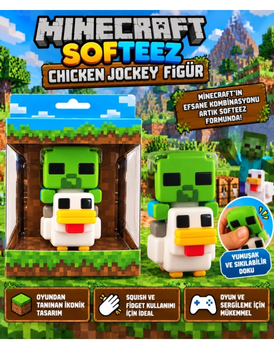 Minecraft Softeez Chicken Jockey Figür