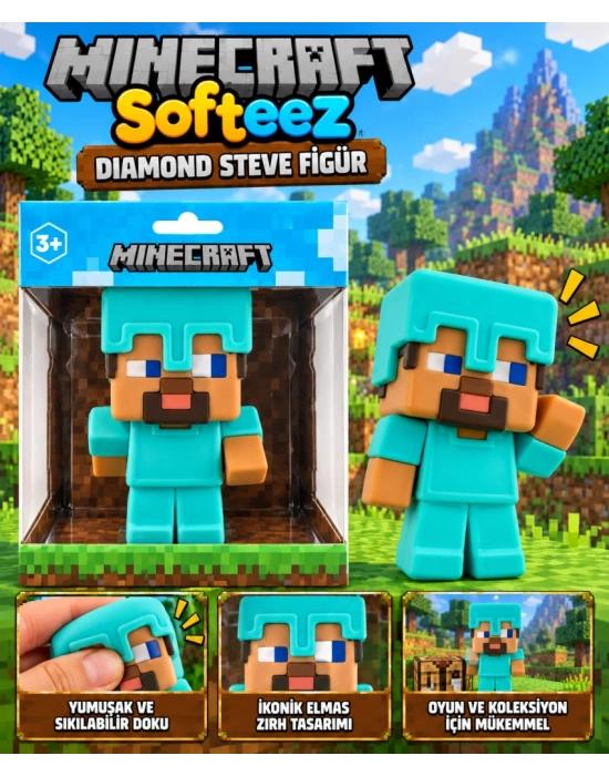 Minecraft Softeez Diamond Steve Figür