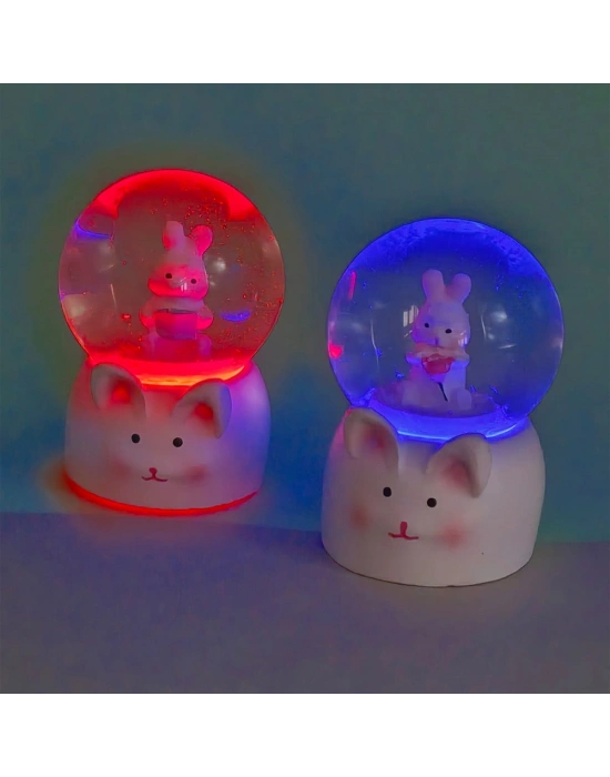 Mini Boy Tavşan Tasarımlı Işıklı Kar Küresi