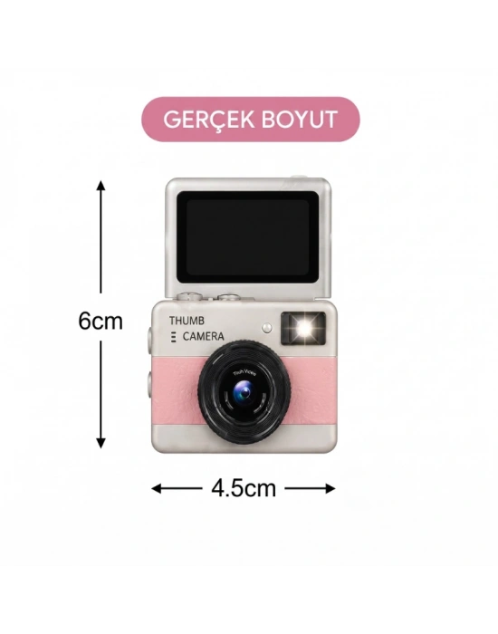 Mini Dijital Retro Kamera - Dönebilen Ekran - Flaşlı