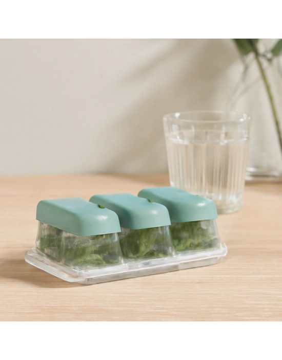 Mini Kapaklı Plastik Küp3lü Buzluk (Silikon Taban)